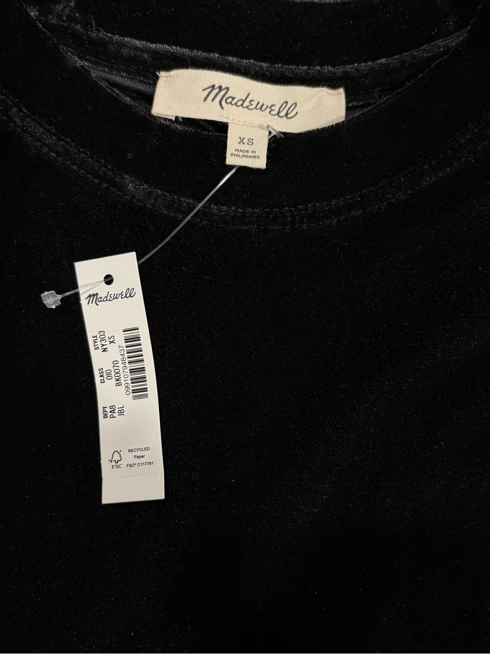 Madewell The Relaxed Tee in Velvet Black NWT XS Crewneck Short Sleeve - Picture 7 of 7